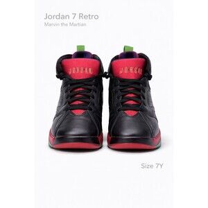 Nike Air Jordan 7 Retro Marvin The Martian Size 7Y Black Red Green